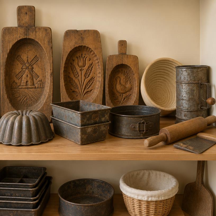 Historische bakvormen en bakkersgereedschap